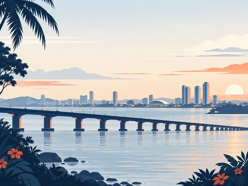 Illustration of Johor: a southern Malaysia skyline with a causeway bridge silhouette
